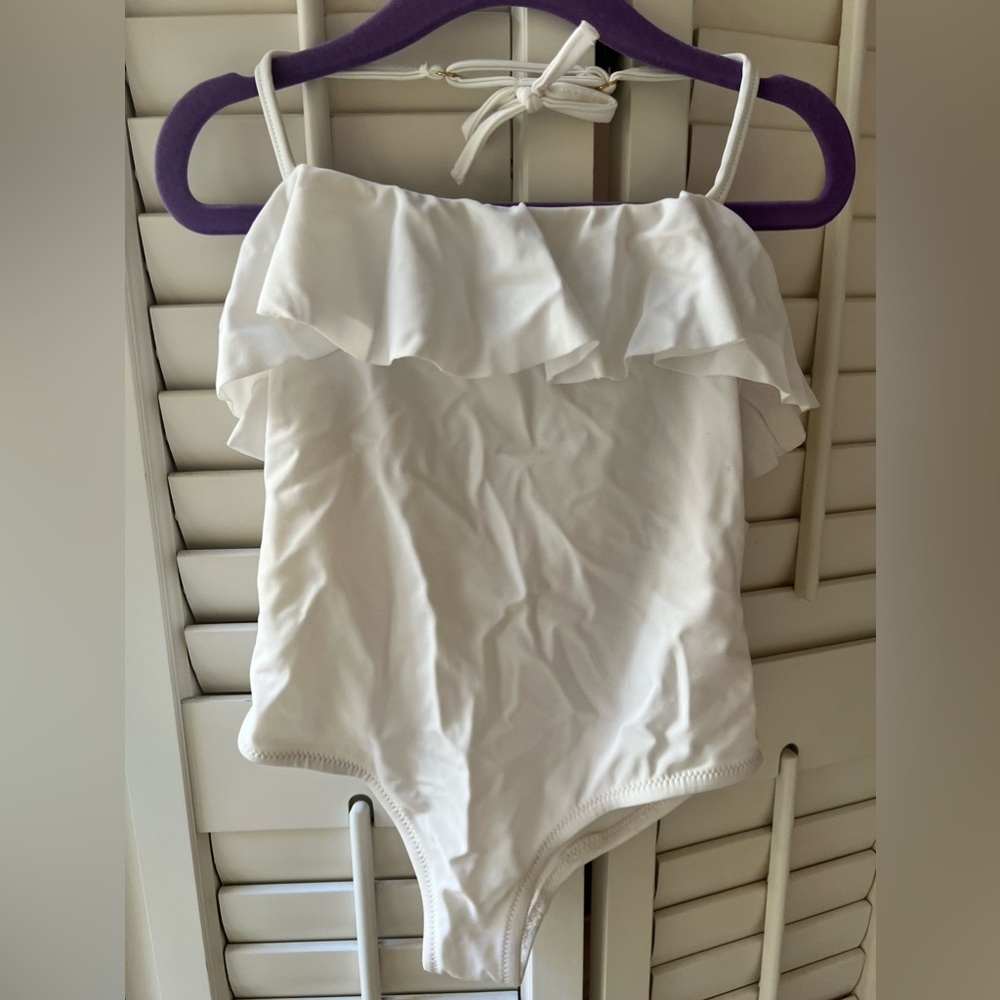 NWOT Milly Minis white ruffle bathing suit.